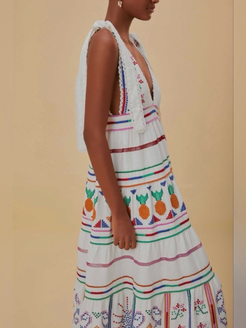 FARM Rio White Maxi Dress with Multicolor Embroidery - Picture 3 of 4